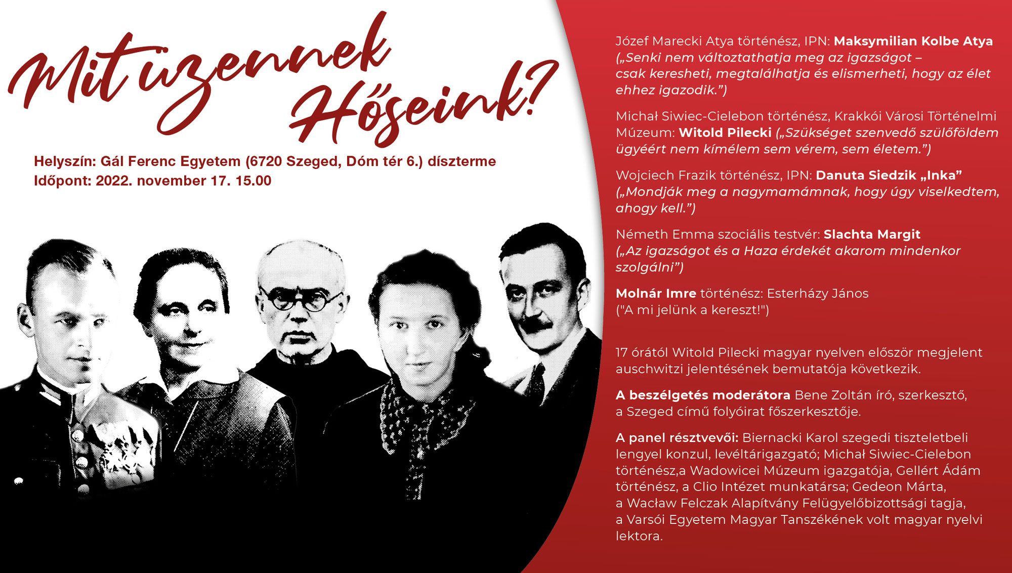 Mit üzennek hőseink? című konferencia plakátja
