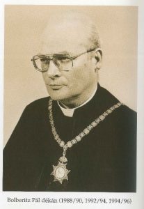 Bolberitz Pál dékán Kép forrása: Török József – Legeza László: A Hittudományi Kar története, Mikes, Budapest, 1999.